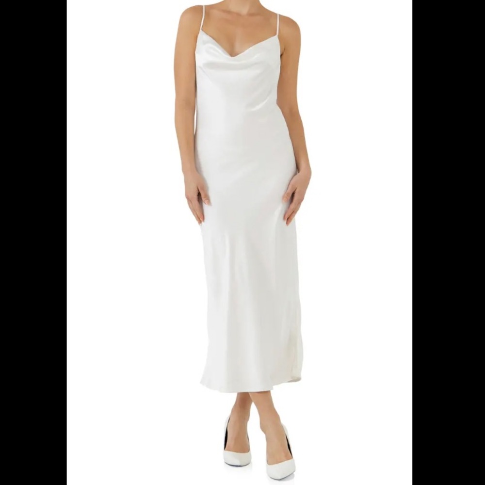 Endless Rose Satin White Midi Dress | Size XS